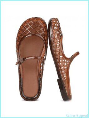 Women's PVC Jelly Mary Janes Closed Toe Slip On Flats Waterproof Sandals